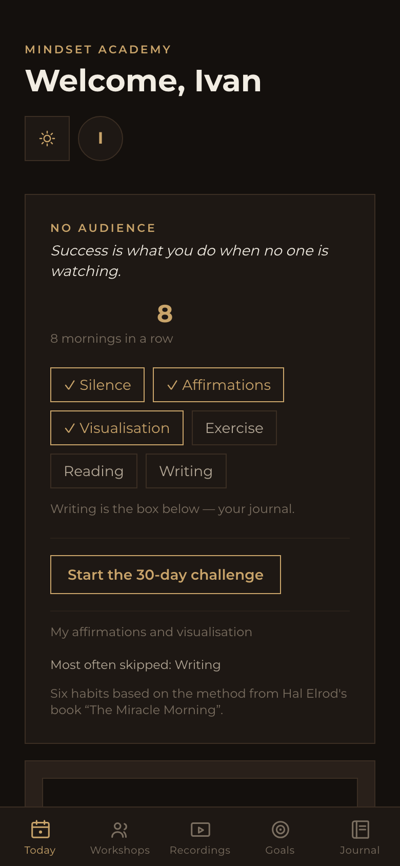 The Today tab