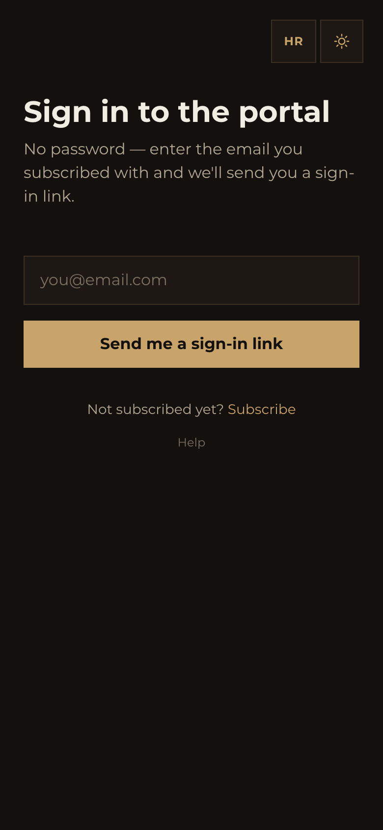 The sign-in page